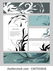 Templates with abstract elements for branding and identity. A set of text frames and business cards. For modern design, ads, posters, advertising