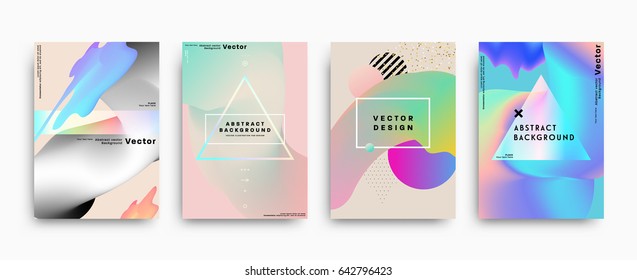 Templates for abstract geometric memphis style covers, flyers, banners, posters and placards, may be used for presentations and books, EPS10 vector illustration