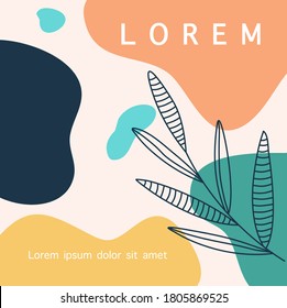 Plantillas con formas abstractas. Publicación de medios para redes sociales. Plantillas universales para invitación. Tarjetas de felicitación, volantes, diseño, portada.
