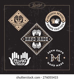 Hand made vector label or icon - 100 percent handmade black logo