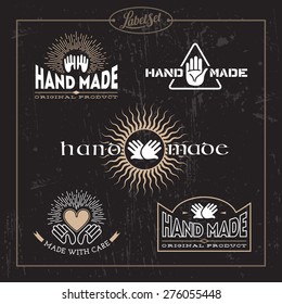 Templates for badges, labels, tags for hand made product. Set 7. Vector illustration.