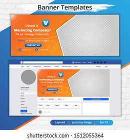 templates banner and cover for social media, template marketing agency ads