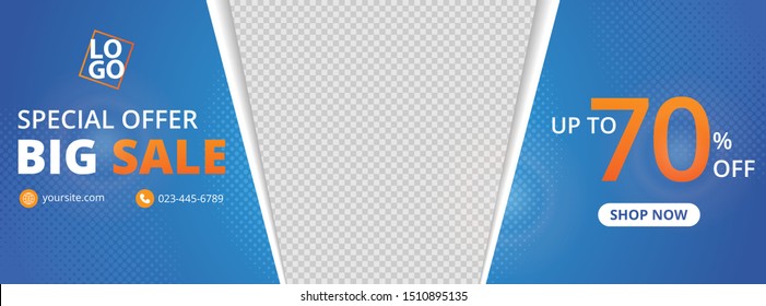 templates banner design for ads, banner social media, banner fashion sale with blue gradient background