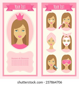 Templates of banners with girls. Beauty salon.