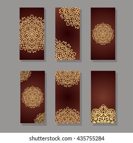 Templates banners set. Vintage decorative elements. Ornamental floral business cards, oriental pattern, vector illustration. Islam, Arabic, Indian, turkish, pakistan, chinese, ottoman motifs.
