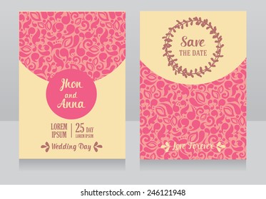 templates for beautiful wedding cards, classical design, vector illustration
