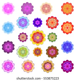 Templates of bright colored stylized flowers