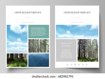 Templates For Brochure, Magazine, Flyer, Booklet Or Annual Report. Cover Design Template, Abstract Vector Layout In A4 Size. Colorful Background, Travel Business, Natural Landscape In Polygonal Style.