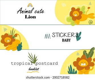 templates for brochures, children's invitations, business cards, banners, advertising. cute animals, jungle