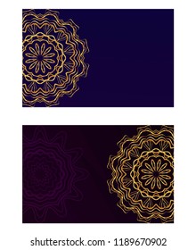 Templates card with mandala design. Heathcare, lifestyle flyer. Vector illustration. The front and rear side