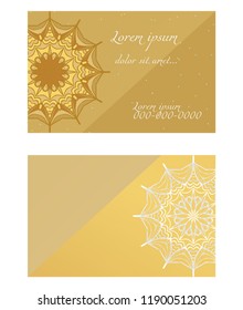 Templates card with mandala design. Heathcare, lifestyle flyer. Vector illustration. The front and rear side