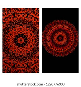 Templates card with mandala design. Heathcare, lifestyle flyer. Vector illustration