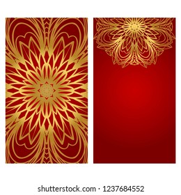 Templates card with mandala design. Heathcare, lifestyle flyer. Vector illustration