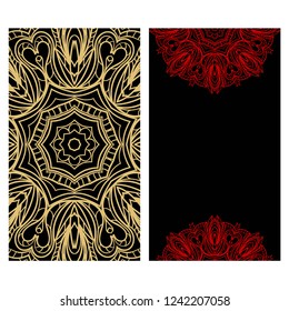 Templates card with mandala design. Heathcare, lifestyle flyer. Vector illustration