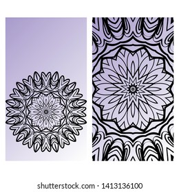 Templates Card With Mandala Design. Heathcare, Lifestyle Flyer. Vector Illustration. 
