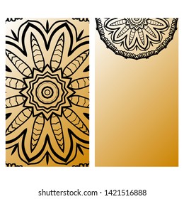 Templates Card With Mandala Design. Heathcare, Lifestyle Flyer. Vector Illustration. 