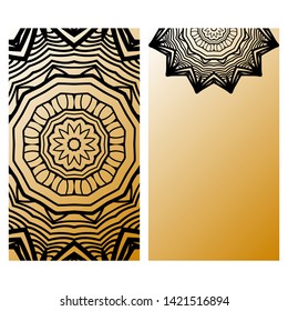 Templates Card With Mandala Design. Heathcare, Lifestyle Flyer. Vector Illustration. 