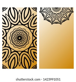 Templates Card With Mandala Design. Heathcare, Lifestyle Flyer. Vector Illustration. 