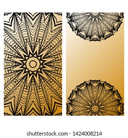 Templates Card With Mandala Design. Heathcare, Lifestyle Flyer. Vector Illustration. 