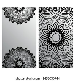 Templates Card With Mandala Design. Heathcare, Lifestyle Flyer. Vector Illustration. 