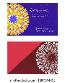 Templates card with mandala design. Vector illustration. For visit card, business, greeting card invitation