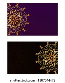 Templates card with mandala design. Vector illustration. For visit card, business, greeting card invitation