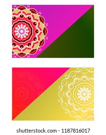 Templates card with mandala design. Vector illustration. For visit card, business, greeting card invitation
