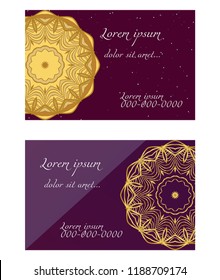 Templates card with mandala design. Vector illustration. For visit card, business, greeting card invitation