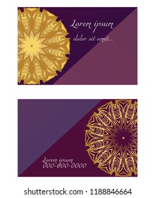 Templates card with mandala design. Vector illustration. For visit card, business, greeting card invitation