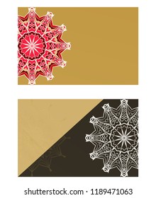 Templates card with mandala design. Vector illustration. For visit card, business, greeting card invitation