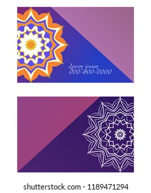 Templates card with mandala design. Vector illustration. For visit card, business, greeting card invitation