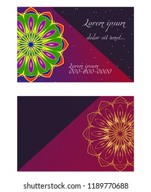 Templates card with mandala design. Vector illustration. For visit card, business, greeting card invitation