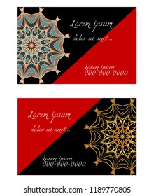 Templates card with mandala design. Vector illustration. For visit card, business, greeting card invitation