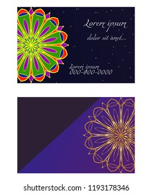 Templates card with mandala design. Vector illustration. For visit card, business, greeting card invitation