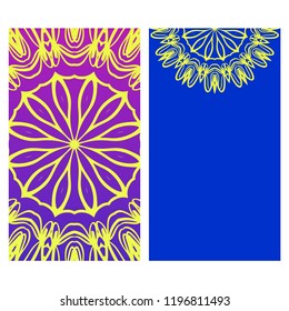 Templates card with mandala design. Vector illustration. For visit card, business, greeting card invitation