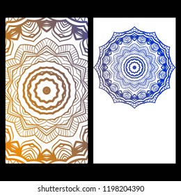Templates card with mandala design. Vector illustration. For visit card, business, greeting card invitation