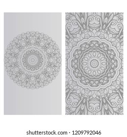 Templates card with mandala design. Vector illustration. For visit card, business, greeting card invitation