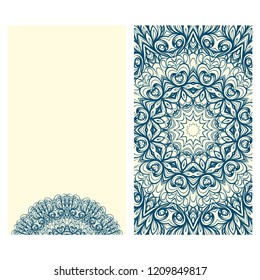 Templates card with mandala design. Vector illustration. For visit card, business, greeting card invitation