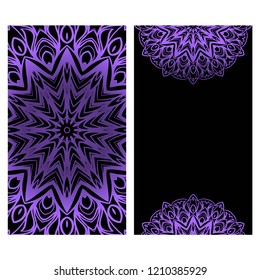 Templates card with mandala design. Vector illustration. For visit card, business, greeting card invitation