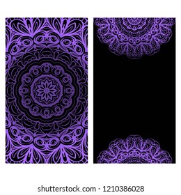 Templates card with mandala design. Vector illustration. For visit card, business, greeting card invitation