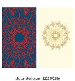 Templates card with mandala design. Vector illustration. For visit card, business, greeting card invitation