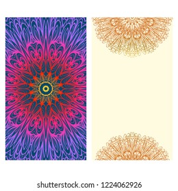Templates card with mandala design. Vector illustration. For visit card, business, greeting card invitation