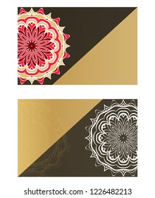 Templates card with mandala design. Vector illustration. For visit card, business, greeting card invitation