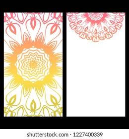 Templates card with mandala design. Vector illustration. For visit card, business, greeting card invitation