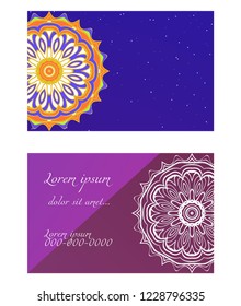 Templates card with mandala design. Vector illustration. For visit card, business, greeting card invitation