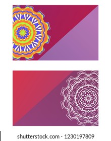 Templates card with mandala design. Vector illustration. For visit card, business, greeting card invitation