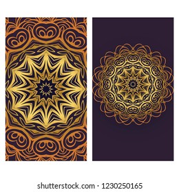 Templates card with mandala design. Vector illustration. For visit card, business, greeting card invitation