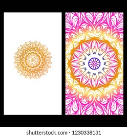 Templates card with mandala design. Vector illustration. For visit card, business, greeting card invitation