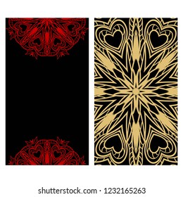 Templates card with mandala design. Vector illustration. For visit card, business, greeting card invitation