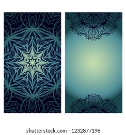 Templates card with mandala design. Vector illustration. For visit card, business, greeting card invitation